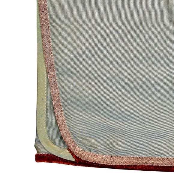 Aqua Silk Scarf with Multicolor Velvet Trim and Metallic Edging - Picture 3 of 8